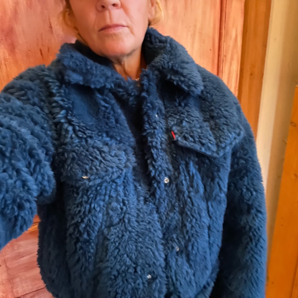 Levi’s Teal Faux fur shearling puffer jacket - Picture 9 of 9